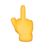Emoji de mano invertida con el dedo corazón extendido (versión Apple/iOS)